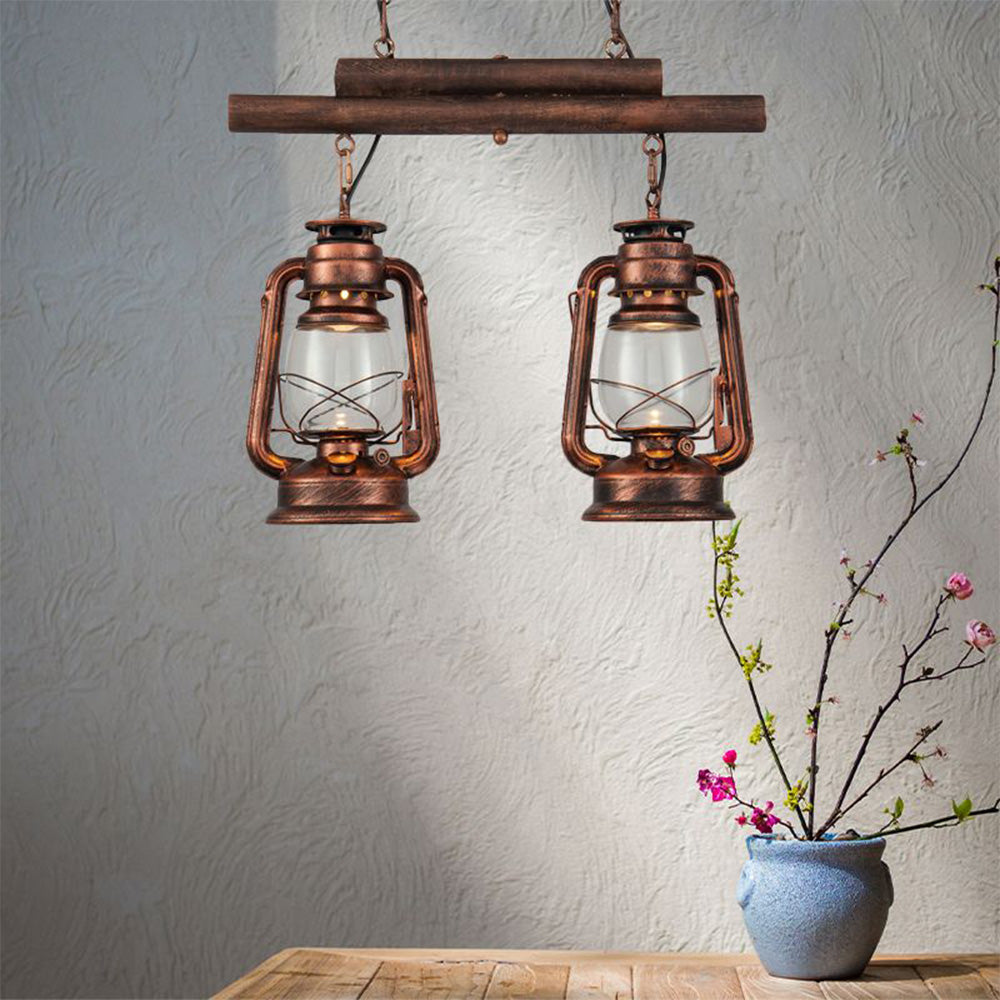 Silva Luminaires Suspensions Lanterne Vintage Métal/Verre Laiton/Cuivre Salon/Salle à manger - Neutralighting