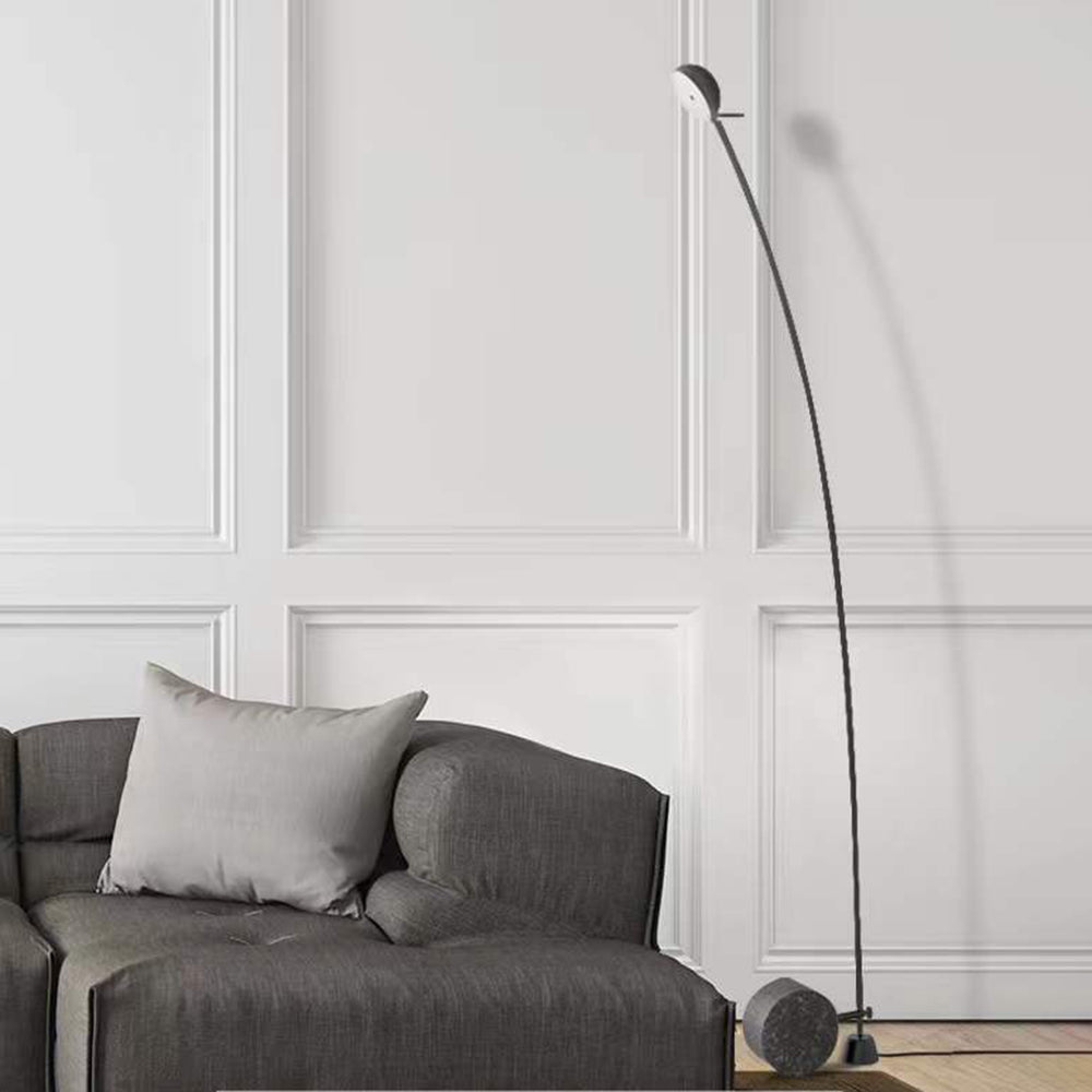 Mira Lampadaire Courbe Moderne, Marbre/Métal, Noir, Salon