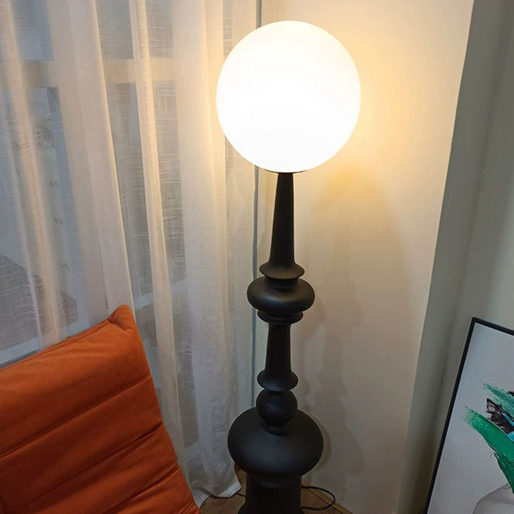 Mira Design Intérieur Lampadaire Colonne Vintage Résine/Verre Noir Salon/Chambre