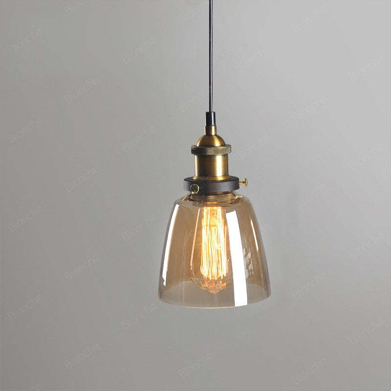 June suspension Industriel en Verre. Clair/Ambre/Gris Fumé - Neutralighting