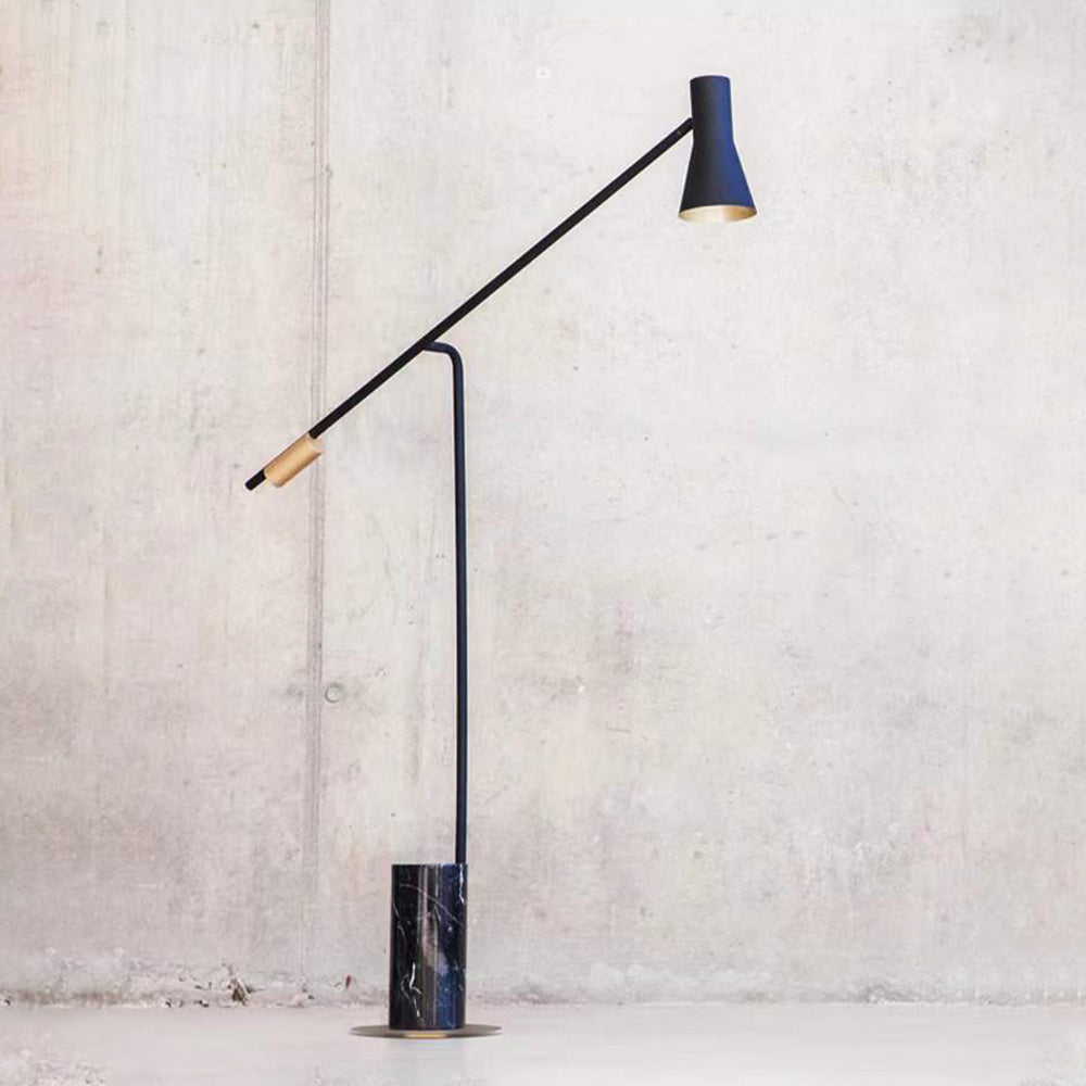 Arisha Lampadaire Cylindre Moderne, Marble/Métal, Noir, Salon - Neutralighting