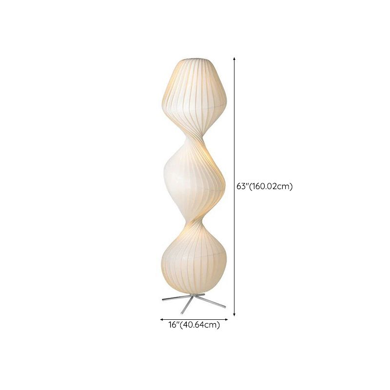 Ritta Lampadaire Plissé Moderne, Métal/Tissu, Blanc, Chambre - Neutralighting