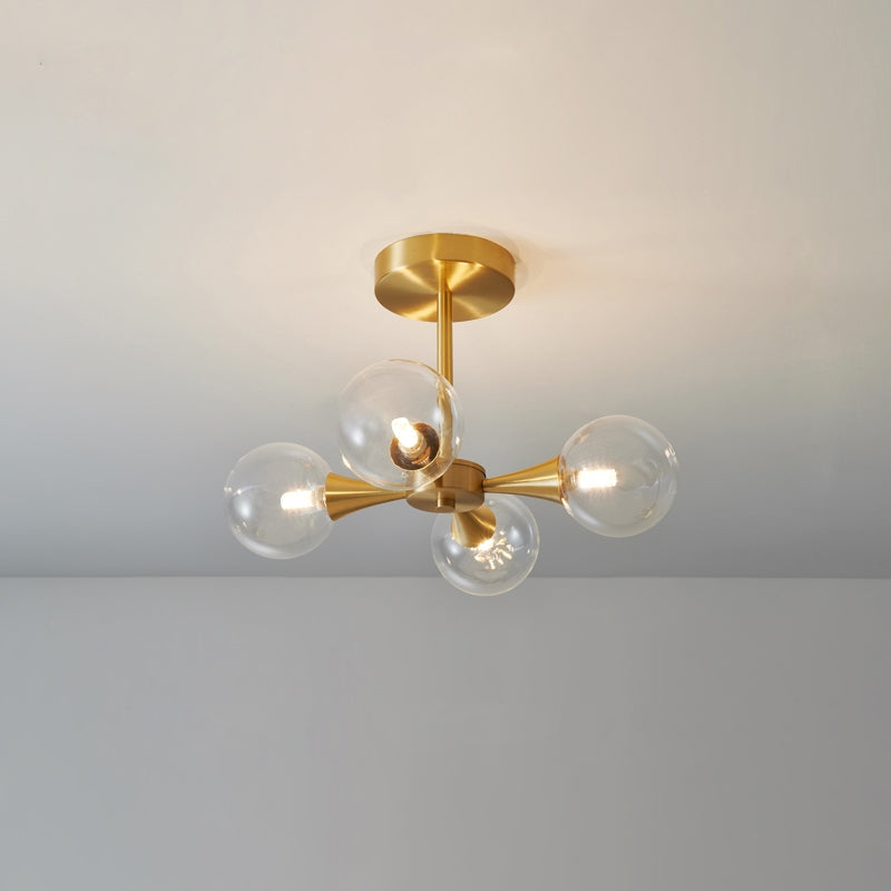 Valentina Suspension Boule Moderne, Laiton/Verre, Blanc/Claire, Salon - Neutralighting