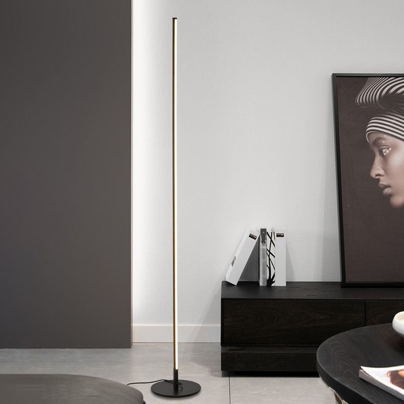 Ray Simple Linéaire LED Lampadaire Or Noir Métal Gel de Silice Salon Chambre - Neutralighting