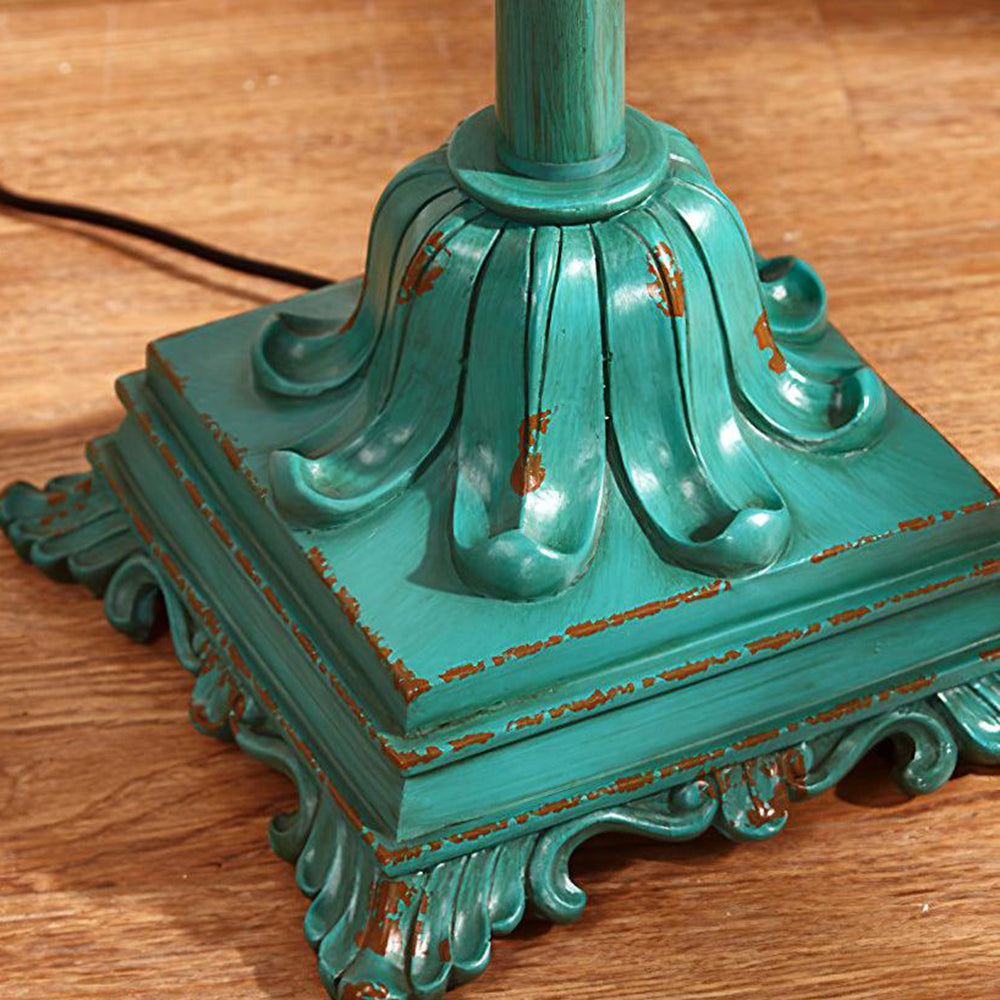 Tiffany Lampadaire Cylindre Vintage, Métal/Résine, Vert, Salon