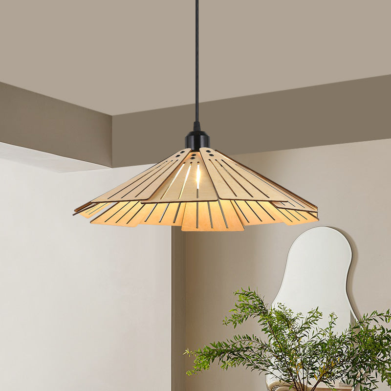 Muto Luminaires Suspension Rétro, Jaune/Brun, Métal & Bois - Neutralighting