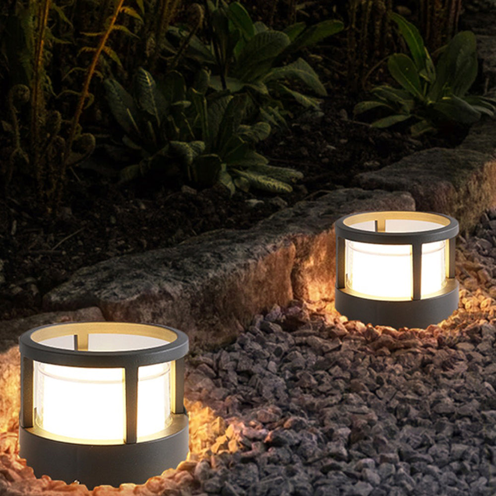 Ray Lampadaire Cylindre Moderne, Métal/Acrylique, Noire/Blanche, Jardin - Neutralighting
