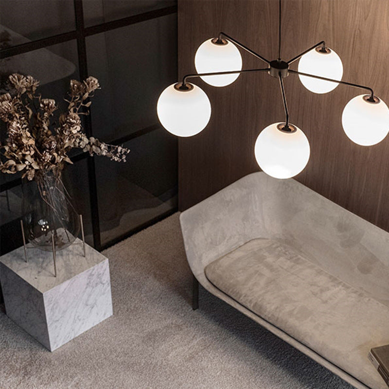 Valentina Minimaliste LED Bulle Verre Métal Lustre Salon