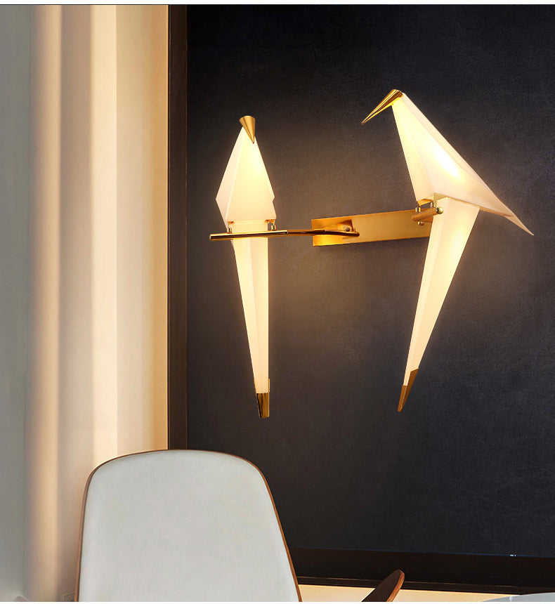 Arisha Lampe Murale Oiseau Vintage/Art-Deco, Métal/Acrylique, Chambre à Coucher