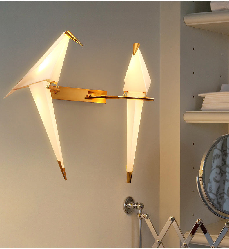 Arisha Lampe Murale Oiseau Vintage/Art-Deco, Métal/Acrylique, Chambre à Coucher