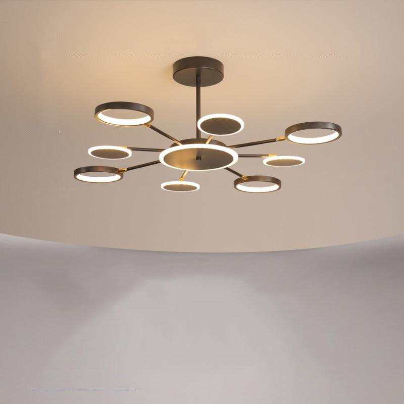 Moderne Suspension Multi Contemporaine, Metal/Acrylique, Noir Mat, Salon - Neutralighting