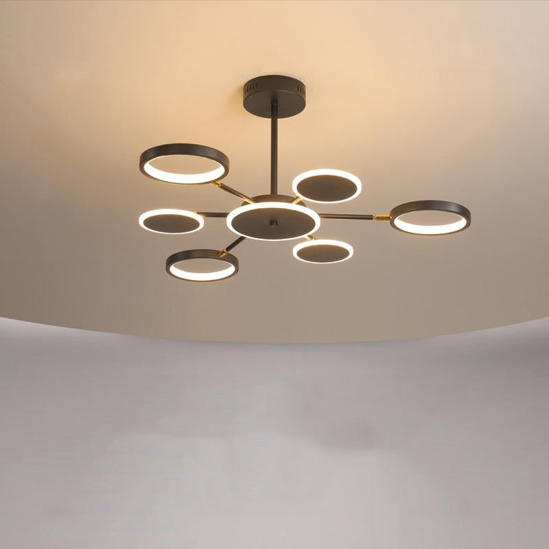 Moderne Suspension Multi Contemporaine, Metal/Acrylique, Noir Mat, Salon - Neutralighting