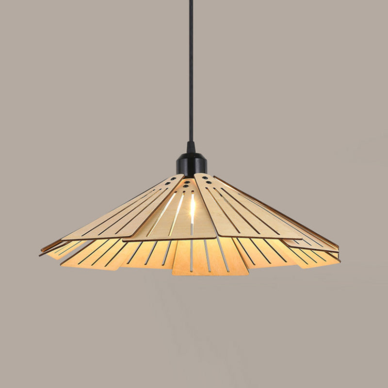 Muto Luminaires Suspension Rétro, Jaune/Brun, Métal & Bois - Neutralighting