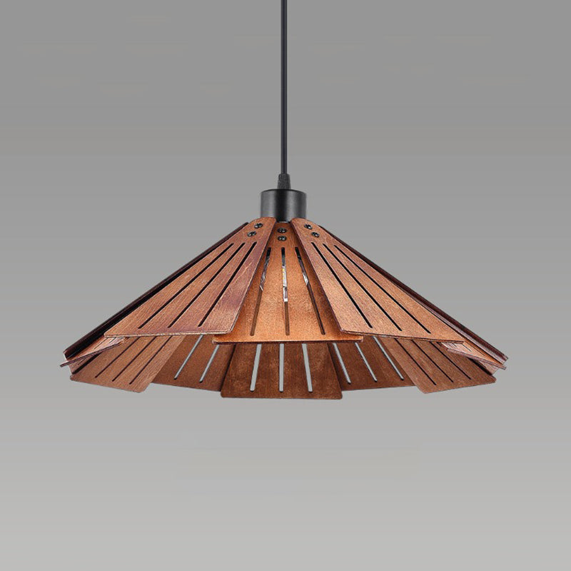 Muto Luminaires Suspension Rétro, Jaune/Brun, Métal & Bois - Neutralighting