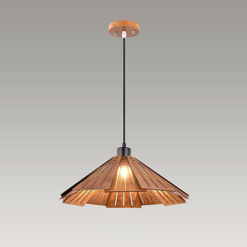 Muto Luminaires Suspension Rétro, Jaune/Brun, Métal & Bois - Neutralighting