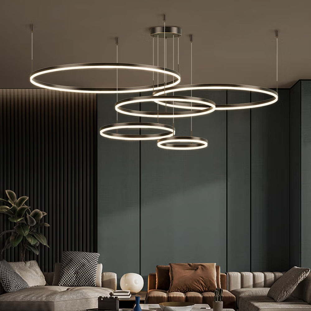 Remi Suspension Anneau Moderne Métal Noir/Doré/Café Salon