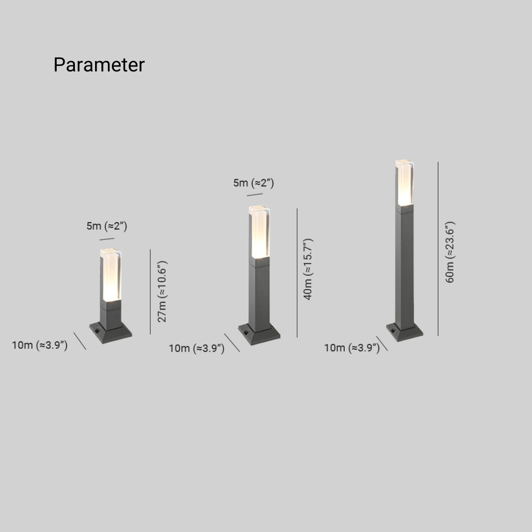 Ray Borne Extérieure Rectangulaire Minimalisme, Métal/Acrylique, Noir, Jardin - Neutralighting