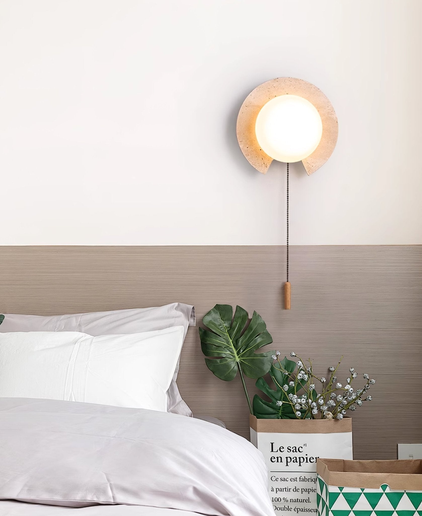 Zamaryra Demi-Circulaire Travertin Luminaire Mural - Neutralighting