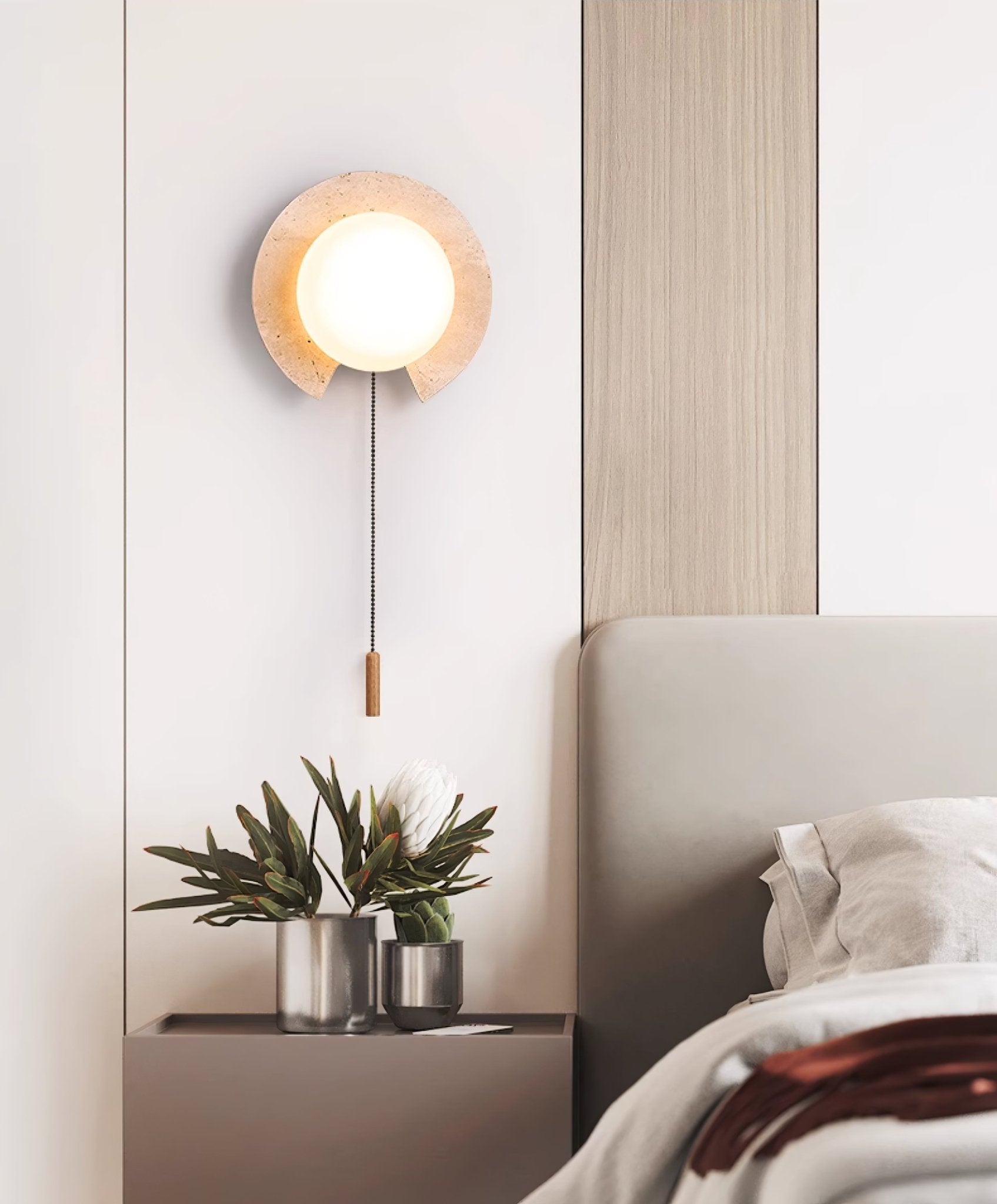 Zamaryra Demi-Circulaire Travertin Luminaire Mural - Neutralighting