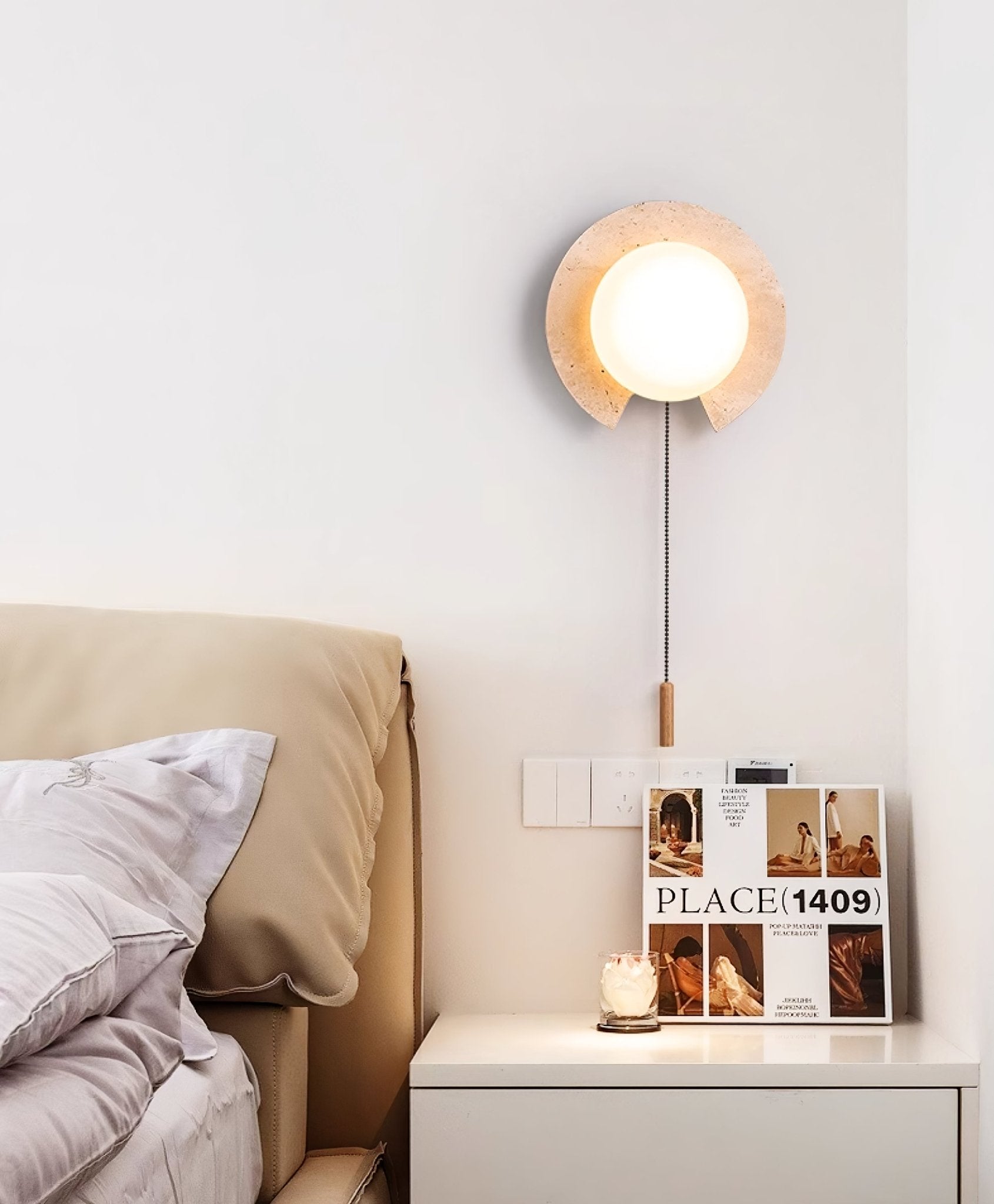 Zamaryra Demi-Circulaire Travertin Luminaire Mural - Neutralighting