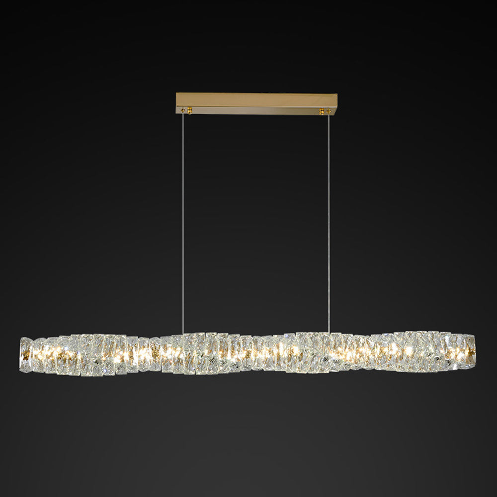 Kristy Suspension Linéaire Simple, Acier/Cristal, Or/Argent, Bar/Cuisine