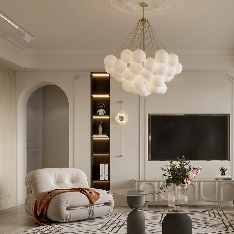 Valentina Lustre Globe Modenre, Fer/Verre, Noir/Blanc, Salon - Neutralighting