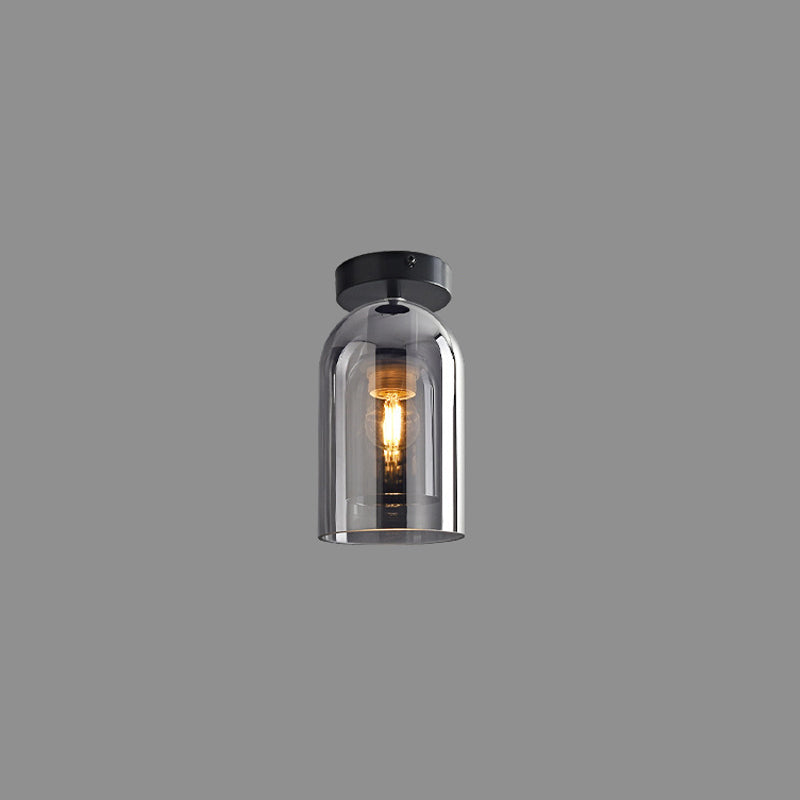 Arisha Plafonnier Cylindre Moderne, Cuivre/Verre, Cognac/Gris Fumé, Salon - Neutralighting