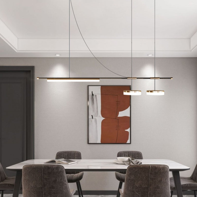 Arisha Longueur Moderne LED Suspension Noir Métal Salle À Manger - Neutralighting