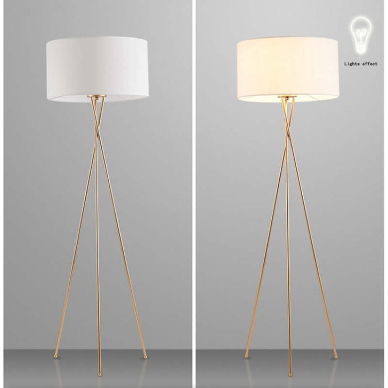 Mira Lampadaire/Lampe de Table Cylindre Moderne, Métal/Tissu, Blanc, Salon