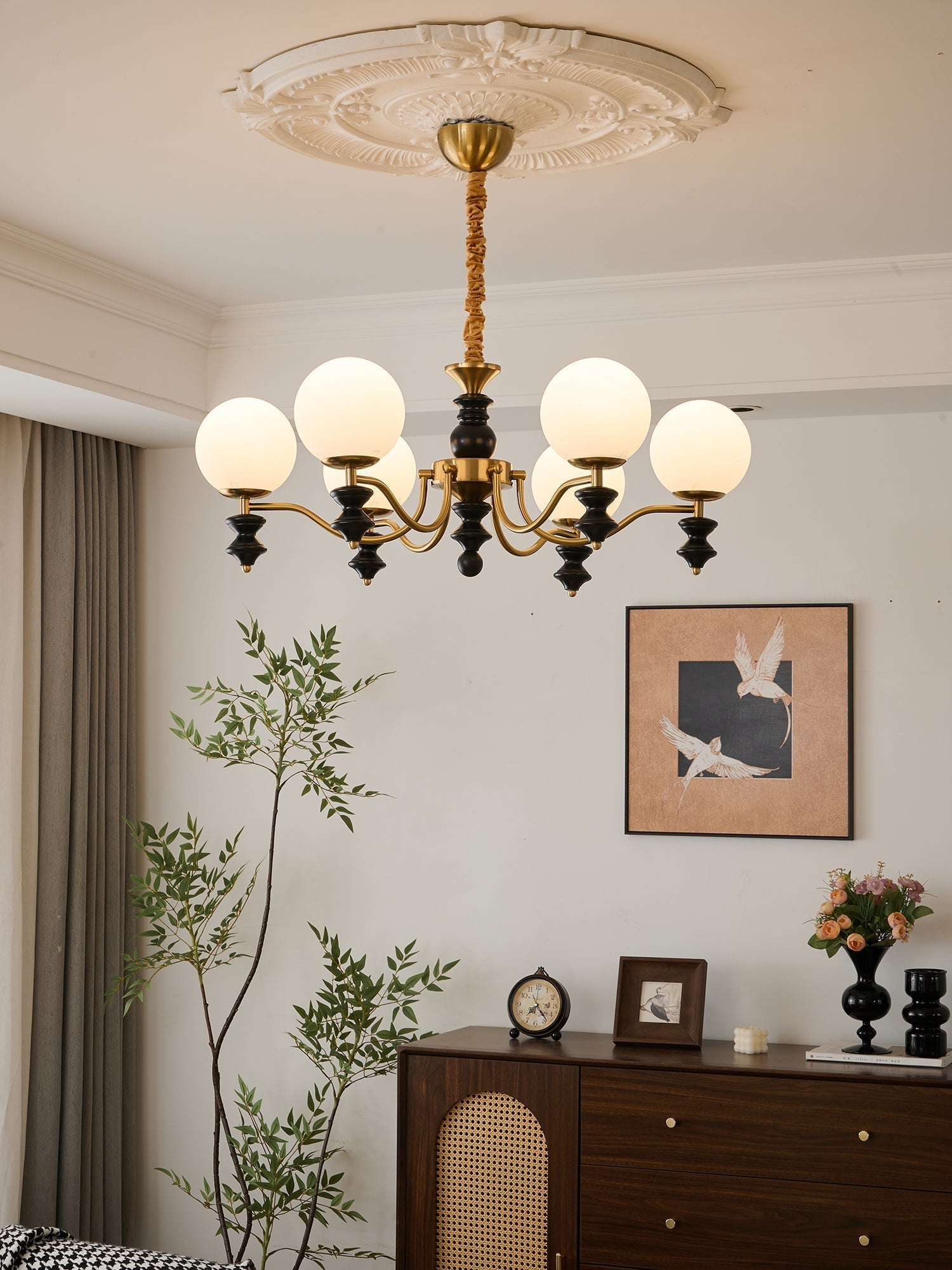 Ordore Chandelier en Bois Vintage Traditionnel - Neutralighting