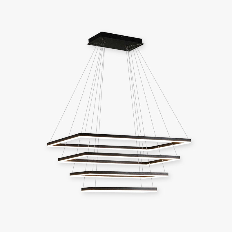 Arisha Suspension Rectangulaire Nordique, Métal/Acrylique, Noir, Chambre à Coucher/Salon - Neutralighting