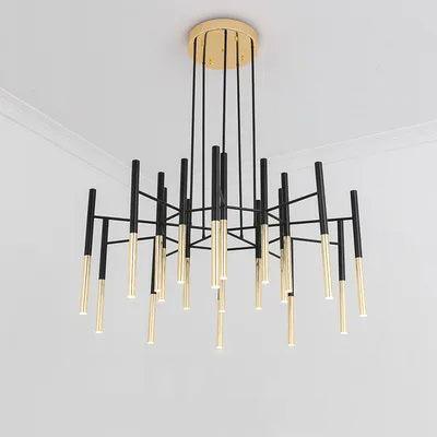Solara Lustre Moderne Tiges Noir Or - Neutralighting