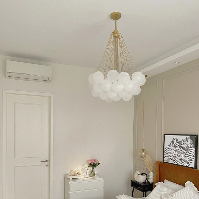 Valentina Lustre Globe Modenre, Fer/Verre, Noir/Blanc, Salon - Neutralighting