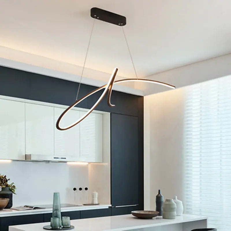 Arisha Suspension Linéaire Simple, Métal, Noir/Or, Salon - Neutralighting