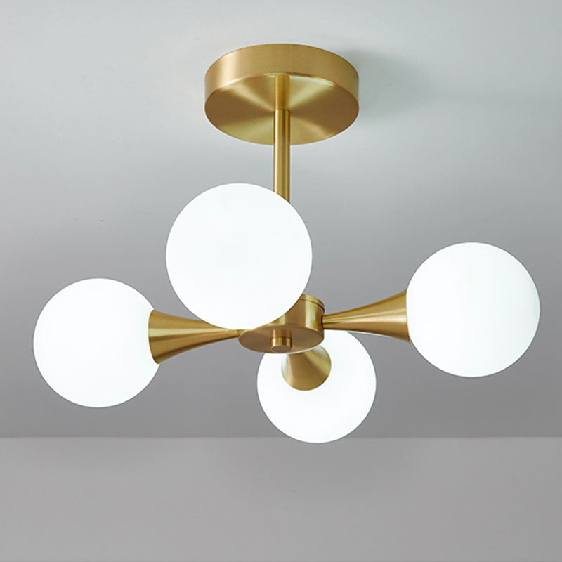 Valentina Suspension Boule Moderne, Laiton/Verre, Blanc/Claire, Salon - Neutralighting