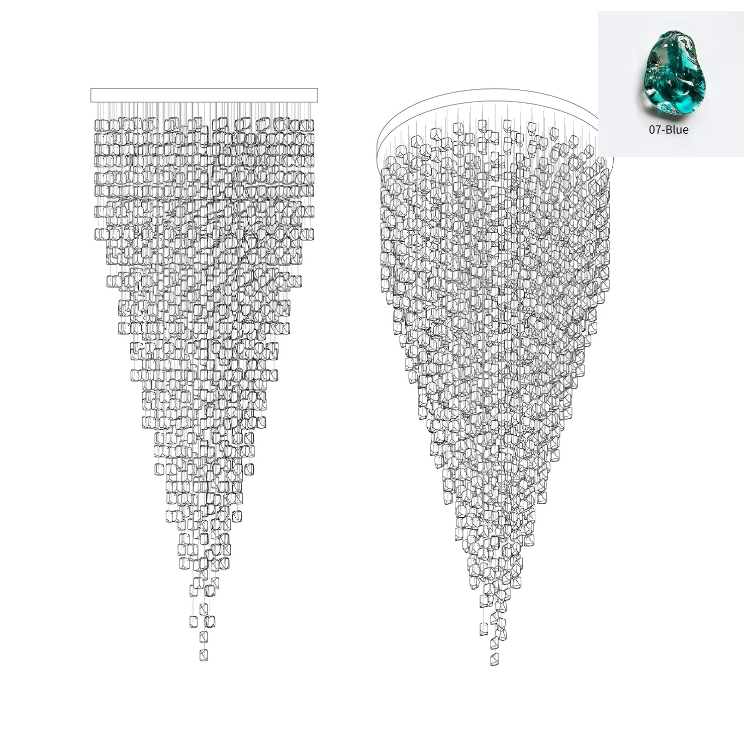 Veshaa Lustre en cristal de pierre de luxe postmoderne - Neutralighting