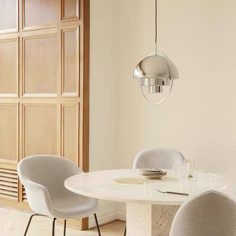 Arisha Luminaires Suspension LED Anneau Rétro Métal Chrome/Or Salon - Neutralighting