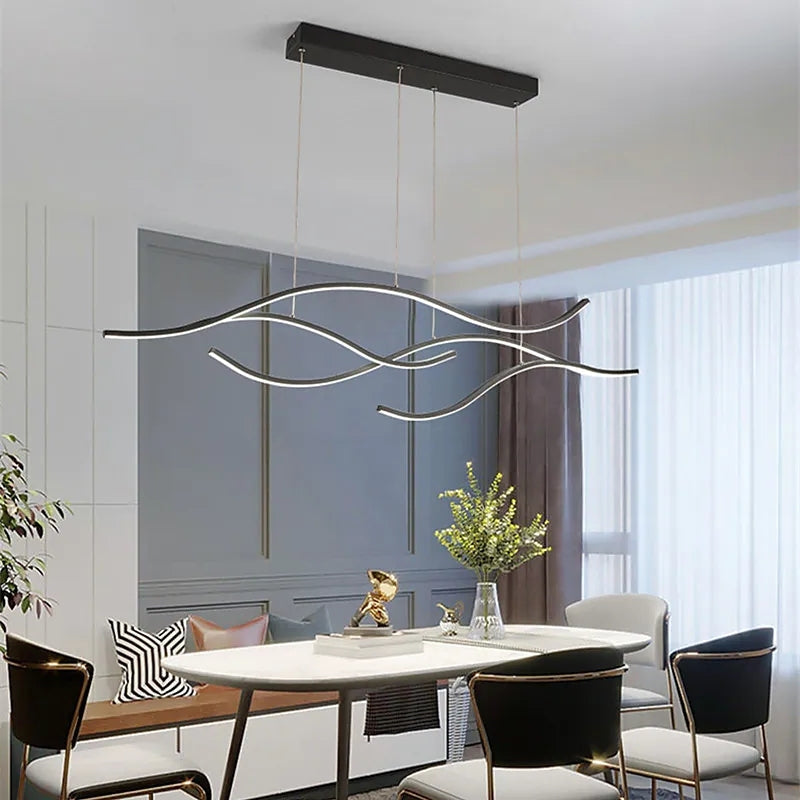Nayel Luminaires Suspension linéaire. LED Noir/Or. Salon - Neutralighting