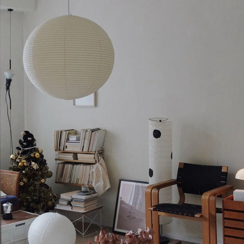 Ritta Japonais Sphérique Papier Métal Suspension Salon