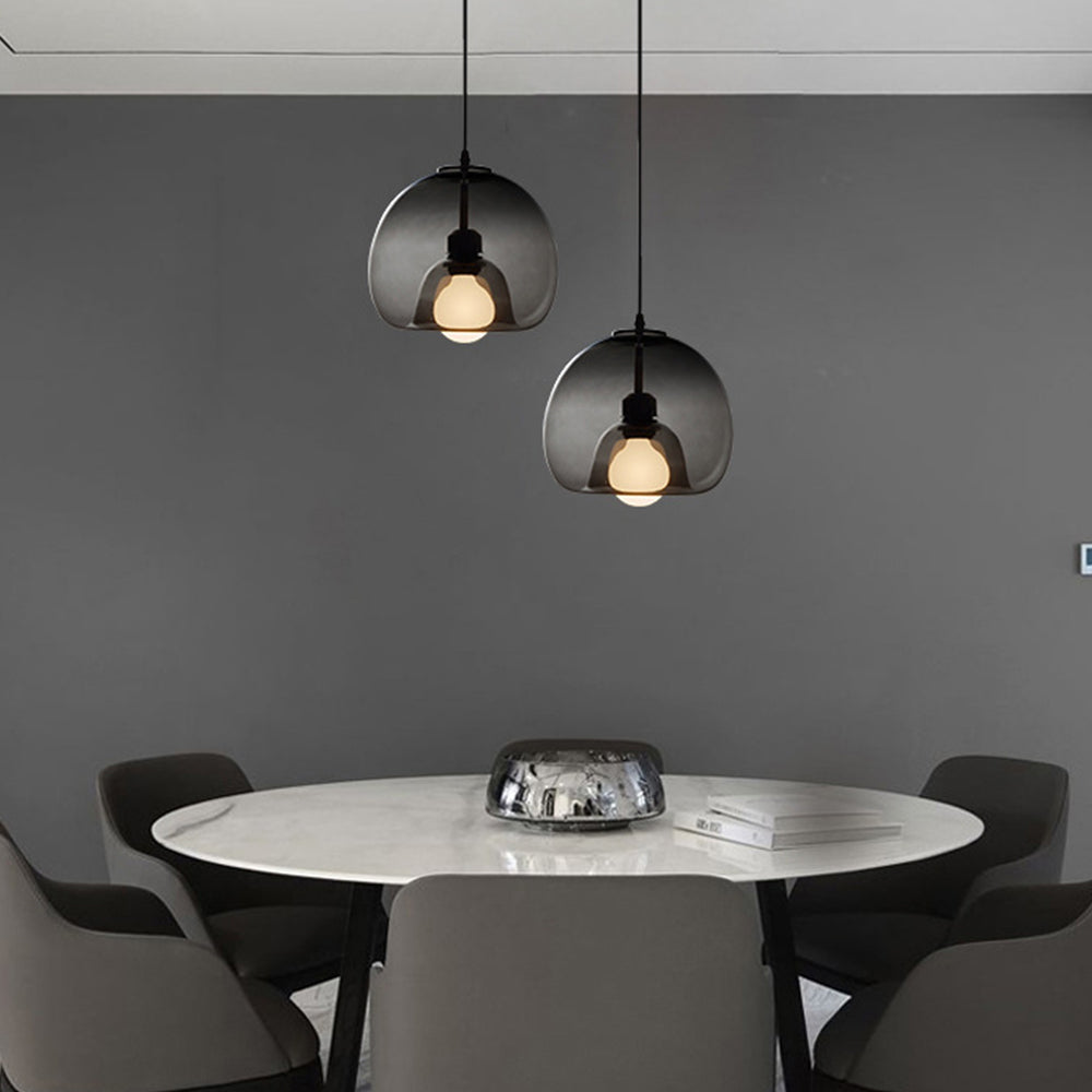 Valentina Luminaires Suspensions Globe Moderne LED Verre/Quincaillerie Ambre/Gris Fumé Salle à Manger/Salon - Neutralighting