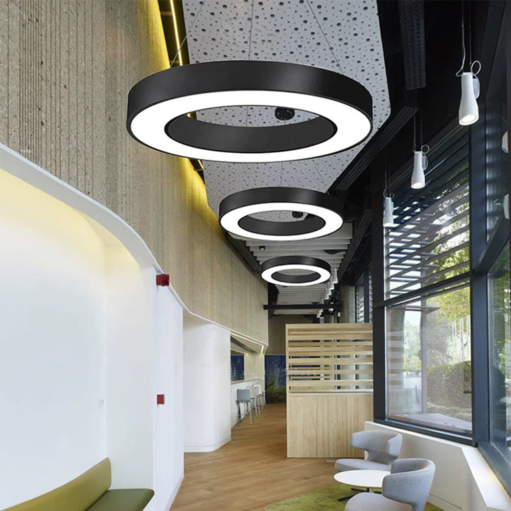 Arisha Luminaires Suspensions LED Anneau Simple Acrylique Noir/Blanc Salon/Cuisine - Neutralighting