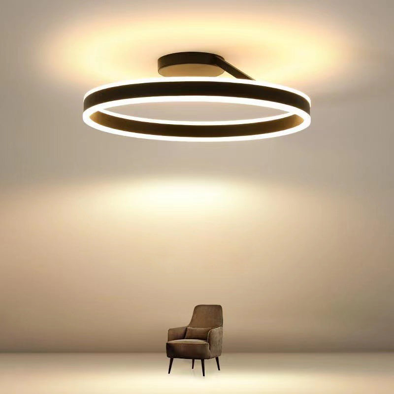 Arisha Plafonnier Rond Moderne, Métal/Acrylique, Noir/Blanc, Salon - Neutralighting