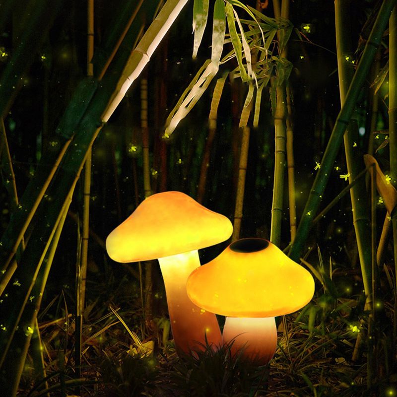 Ray Lampe Extérieure au sol Champignon Moderne, Résine, Orange, Cour