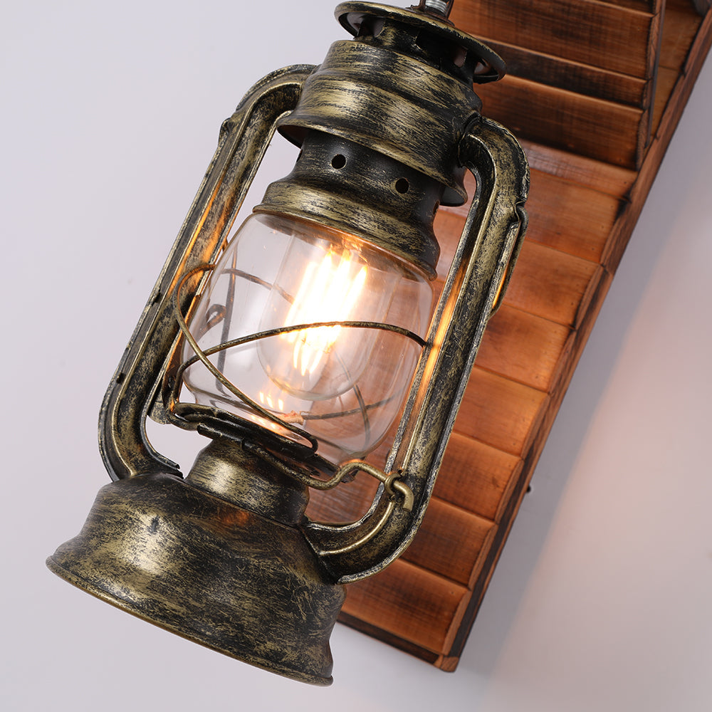 Epoch Applique Murale en Forme de Lantern, Métal et Bois, 12x40CM