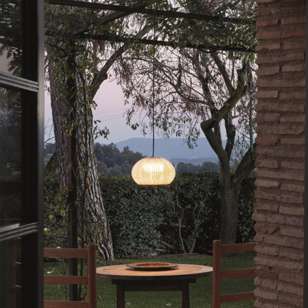 Ritta Moderne LED Suspension Café Beige Métal/Rotin Extérieur - Neutralighting