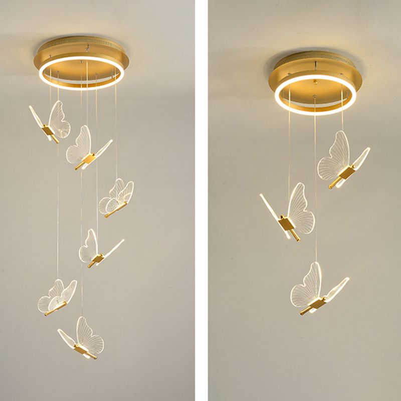 Olivia Moderne LED Suspension Doré Métal/Acrylique Salon Chambre à coucher - Neutralighting