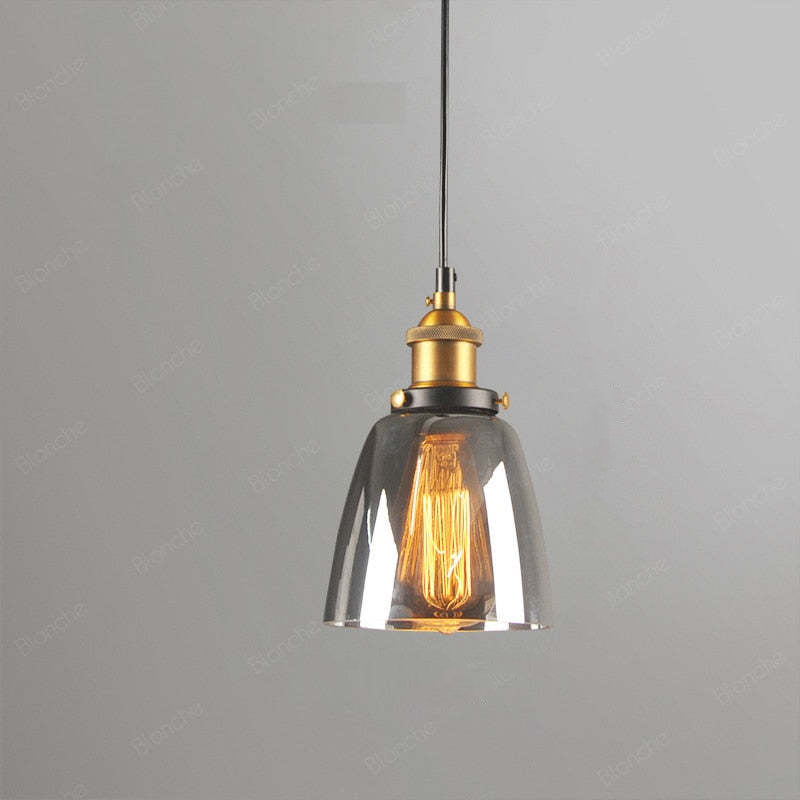 June suspension Industriel en Verre. Clair/Ambre/Gris Fumé - Neutralighting