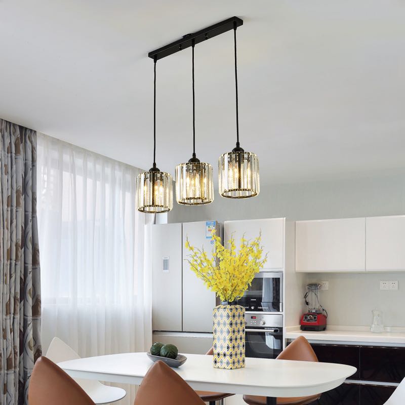 Vina Suspension Ronde/Carré Nordique. Métal/Verre. Noir/Or. Salon/Bar - Neutralighting