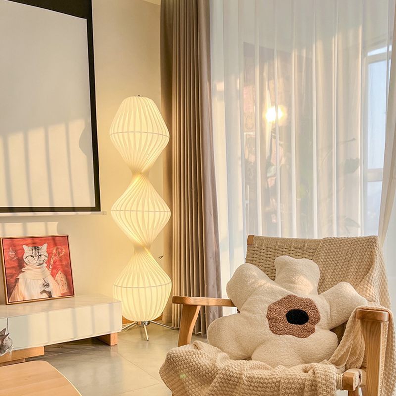 Ritta Lampadaire Plissé Moderne, Métal/Tissu, Blanc, Chambre - Neutralighting