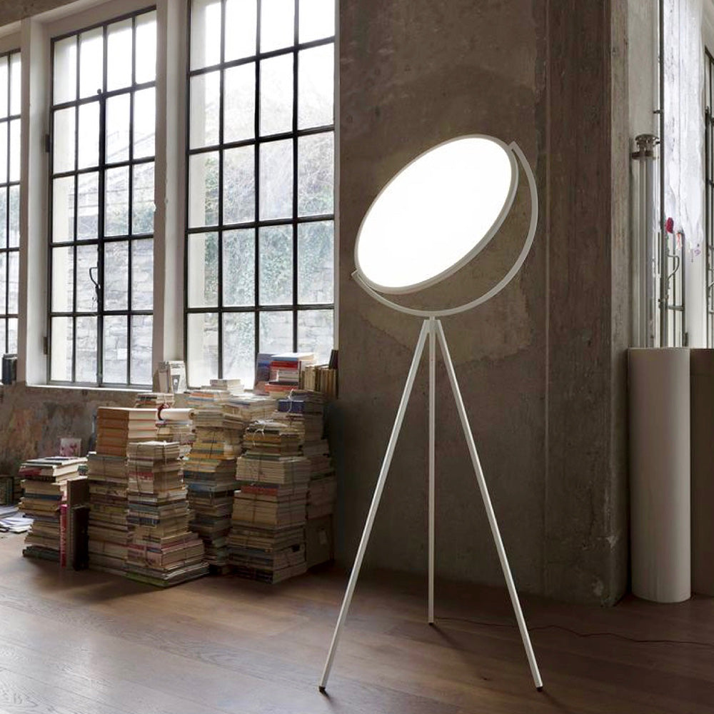 Mira Design Simple Lampadaire Rond Moderne Métal Noir/Blanc Salon